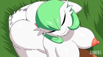 Beautiful shemale Gardevoir gets a hot load on her big boobs