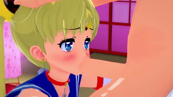 3D animated Sailor Moon gets a hardcore POV blowjob