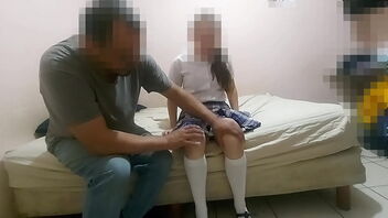 A beautiful Mexican student has sex with her neighbor as a present, and there is a video of a young Mexican student from Sinaloa.