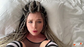 Pretty girl with dreadlocks and piercings gets rough and deep in this amateur porn video