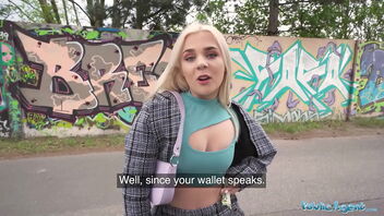 British blonde bombshell heads wild in public with big cock lover