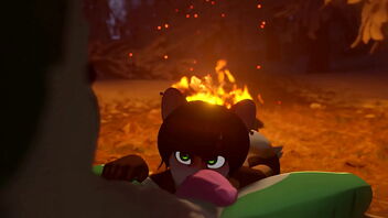 Molten furry temper enjoys sucking on a big cock in a 3D animated porn movie.