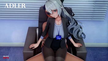 Hentai video with MMD animation in an office setting.