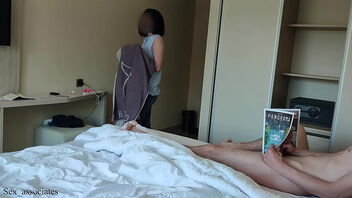 Big dick gets serviced by hotel maid while in public.