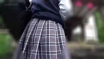 Japanese girl with double D bowls cosplays as a student and gets fucked at a scorching spring in a POV video.