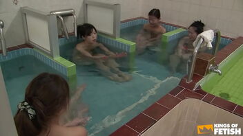 Petite Japanese dolls have a shower and are molested by a crank