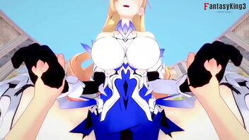 Pretty anime girl Bianka Ataegina's titillating ride in Honkai Impact