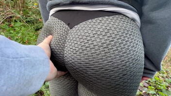 Public park close call: BBW in leggings almost exposed herself and got groped