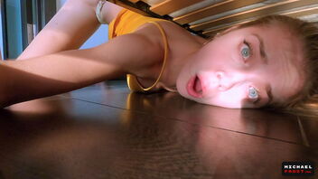 Step sister gets rescued from under the bed by her brother in this homemade video.