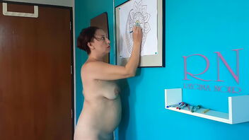 Artistic bod painting in the nude with an Indian theme and soothing music.