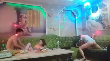 Kinky group sex in a Chinese KTV bar