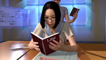 A Three dimensional animated hentai with small Asian girl getting help with her homework from a hunk.