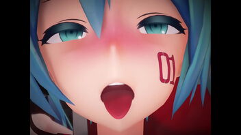 Beautiful anime idol Hatsune Miku sings in Point of view