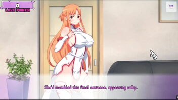 Asuna from Sword Art Online gets a porn couch casting in Waifu Hub's Hentai parody game PornPlay.