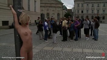 Public outdoor Domination & submission sex with European blond and deep hatch action