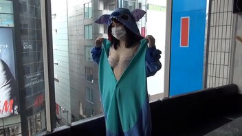 A runaway girl in Gurumi costume turned into a hotel bill payer in this amateur Japanese video.