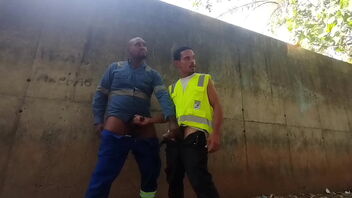 Construction employees having sex on the job site during working hours