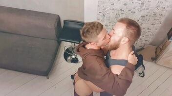 A mature man tempts a young and straight twink in his home and they have sex in different positions.